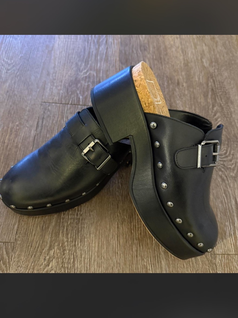 Dolce Vita Black Studded Leather Clog Mules